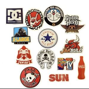 Assorted Urban Skateboarding Logos Stickers DC Shoes Converse MTV - Lot of 13